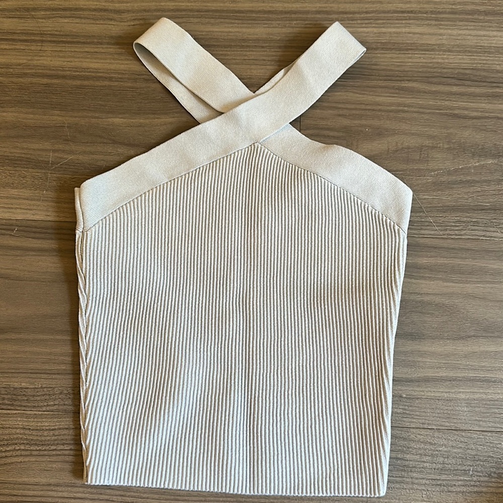 Criss Cross Cropped Top in Sky Blue - LIKE NEW